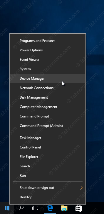 tehnotone.com Windows 10 Device Manager shortcut